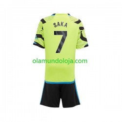 Camisola Arsenal Saka 7 Criança Equipamento Segundo 2023-2024 Manga Curta